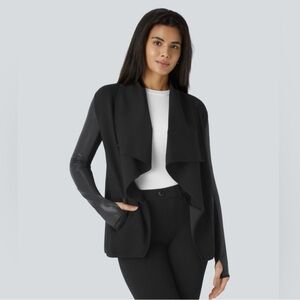 Halara Waterfall Button Thumb Hole Side Pocket Patchwork NWT SZ SMALL